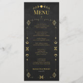 Celestial Gothic Black and Gold Wedding Menu Card (Voorkant)