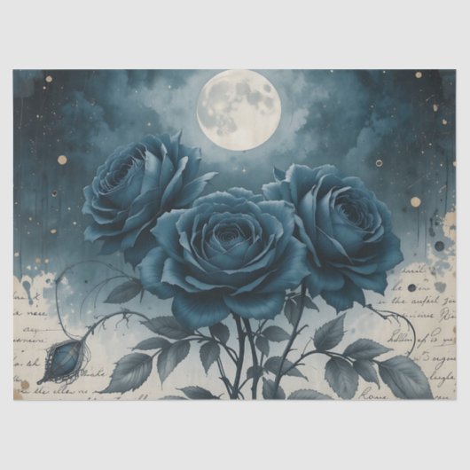 Celestial Gothic Roos Midnight Elegance Decoupage Tissuepapier (Voorkant)