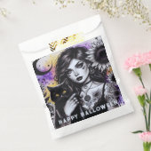 Celestial Gothic Witch en Zwarte Kat Bedankzakje (Gezegeld)
