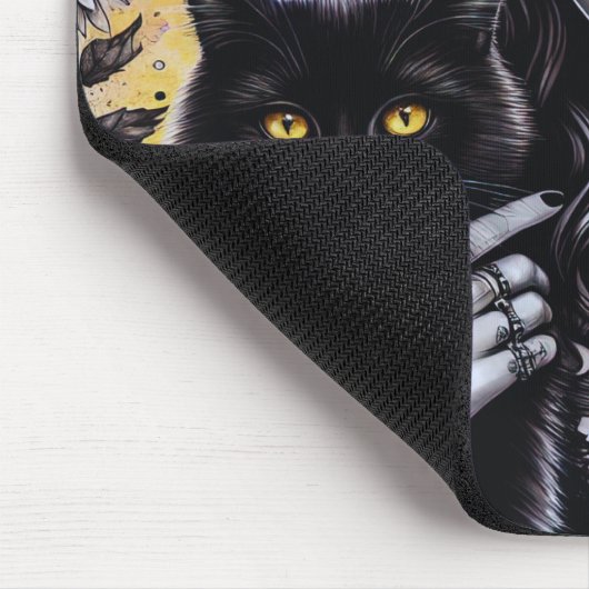 Celestial Gothic Witch en Zwarte Kat Muismat (Hoek)