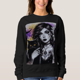 Celestial Gothic Witch en Zwarte Kat Trui
