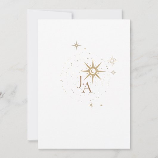 Celestial Goud en Witte Sterren Bruiloft Kaart (Achterkant)