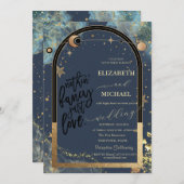 Celestial Goud Zon Maan Glitter Sterren Bruiloft Kaart (Voorkant / Achterkant)