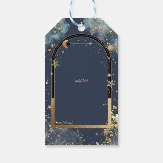 Celestial Goud Zon Maan Goud Glitter Cadeaulabel (Achterkant)