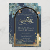 Celestial Goud Zon Maan Goud Glitter Kaart (Voorkant / Achterkant)