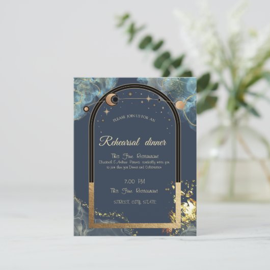 Celestial Goud Zon Maan Goud Glitter Kaart (Staand voorkant)