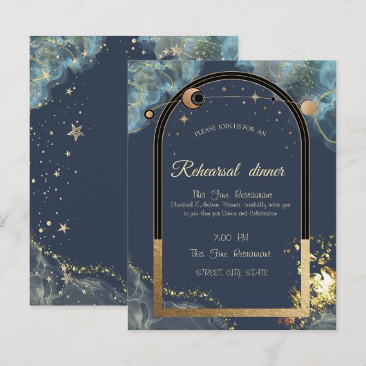 Celestial Goud Zon Maan Goud Glitter Kaart (Voorkant / Achterkant)