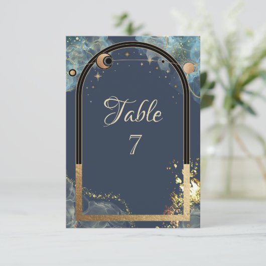 Celestial Goud Zon Maan Goud Glitter Kaart (Staand voorkant)