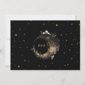 Celestial Goud Zwart Dualiteit Maan Bruiloft Kaart (Achterkant)