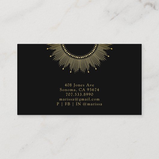 Celestial Goud Zwart Zon Maan Therapeut Counselor Visitekaartje (Achterkant)