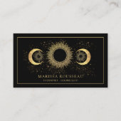 Celestial Goud Zwart Zon Maan Therapeut Counselor Visitekaartje (Voorkant)