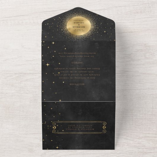 Celestial gouden bruiloft alles in één uitnodiging (Buitenkant)