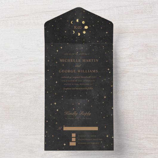 Celestial gouden bruiloft alles in één uitnodiging (Binnen)