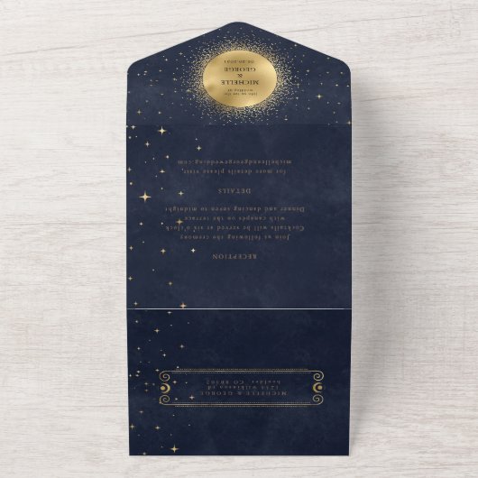 Celestial gouden bruiloft alles in één uitnodiging (Buitenkant)