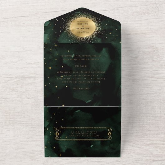 Celestial gouden bruiloft alles in één uitnodiging (Buitenkant)
