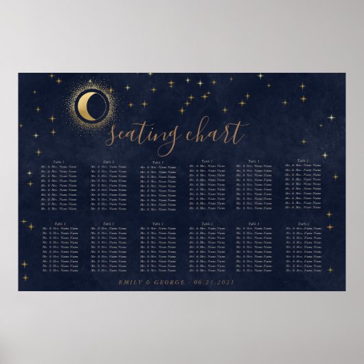 Celestial Gouden Bruiloft Zitting Grafiek Poster (Voorkant)