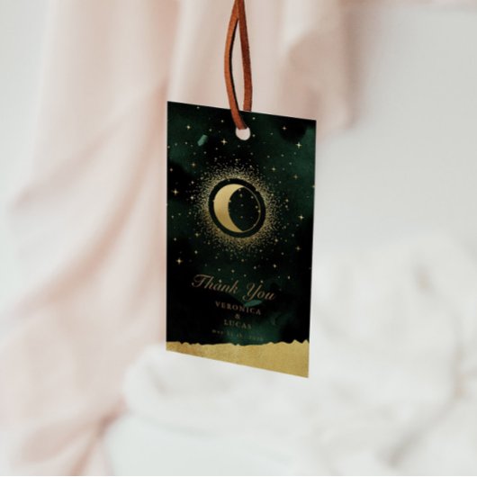 Celestial Gouden Maan Bruiloft Dank u Cadeau Label Cadeaulabel