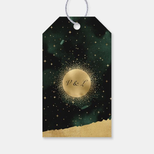 Celestial Gouden Maan Bruiloft Dank u Cadeau Label Cadeaulabel (Achterkant)