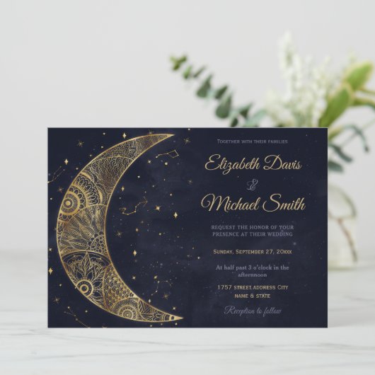 Celestial Gouden Maan Esthetisch Kaart (Staand voorkant)