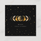 Celestial Gouden Maan Fases Vierkante Visitekaartje (Voorkant)