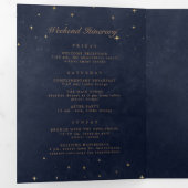 Celestial Gouden Maan Gevouwen Huwelijksprogramma Drieluik Uitnodiging (Binnenzijde eerst)