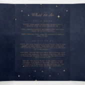 Celestial Gouden Maan Gevouwen Huwelijksprogramma Drieluik Uitnodiging (Binnenkant midden)