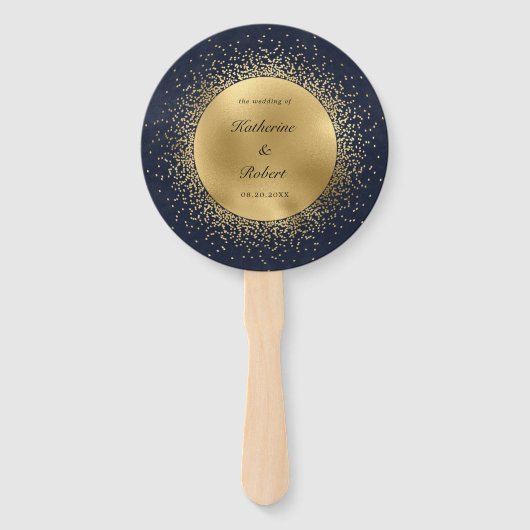 Celestial Gouden Maan Huwelijksprogramma Hand Fan Handwaaier (Voorkant)