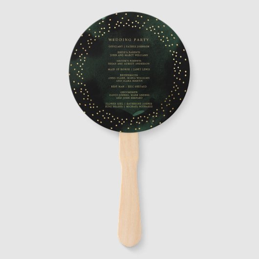 Celestial Gouden Maan Huwelijksprogramma Hand Fan Handwaaier (Achterkant)