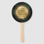 Celestial Gouden Maan Huwelijksprogramma Hand Fan Handwaaier (Voorkant)