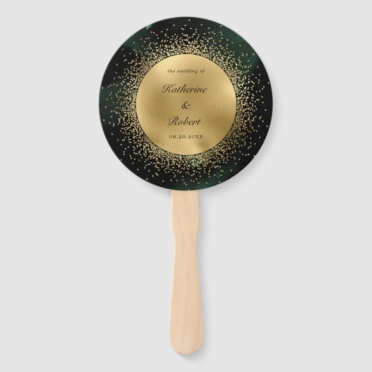 Celestial Gouden Maan Huwelijksprogramma Hand Fan Handwaaier (Voorkant)