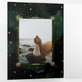 Celestial Gouden Maan Tri Fold Bruiloft Uitnodigin Drieluik Uitnodiging (Binnenzijde eerst)