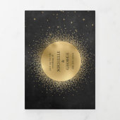 Celestial Gouden Maan Tri Fold Bruiloft Uitnodigin Drieluik Uitnodiging (Cover)