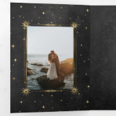 Celestial Gouden Maan Tri Fold Bruiloft Uitnodigin Drieluik Uitnodiging (Binnenzijde eerst)