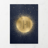 Celestial Gouden Maan Tri Fold Bruiloft Uitnodigin Drieluik Uitnodiging (Cover)