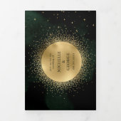 Celestial Gouden Maan Tri Fold Bruiloft Uitnodigin Drieluik Uitnodiging (Cover)