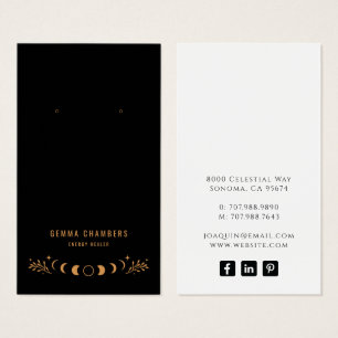 Celestial Gouden Maan Zwart Oorbel Sieraden Displa Visitekaartje