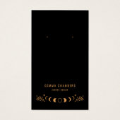 Celestial Gouden Maan Zwart Oorbel Sieraden Displa Visitekaartje (Voorkant)