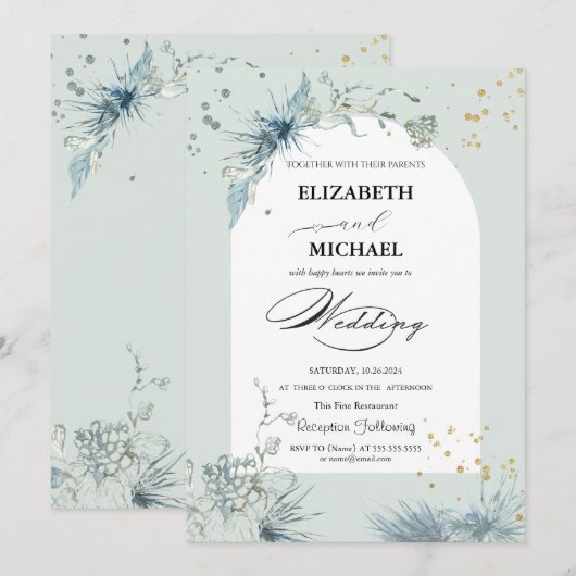 Celestial Gouden Ster Zon Maan Bruiloft Kaart (Voorkant / Achterkant)