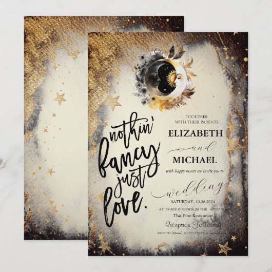 Celestial Gouden Sterren Moons Donker Kaart (Voorkant / Achterkant)