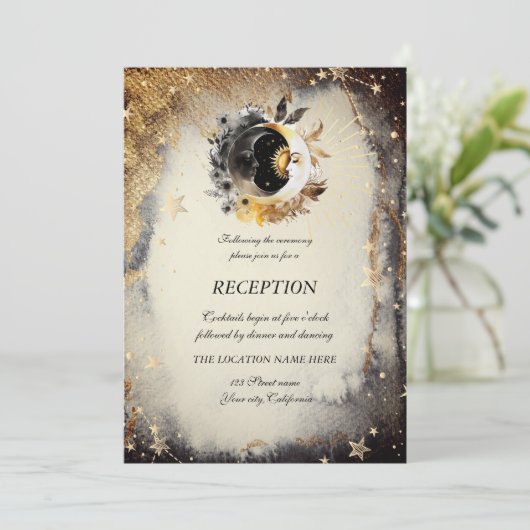 Celestial Gouden Sterren Moons Donker Kaart (Staand voorkant)