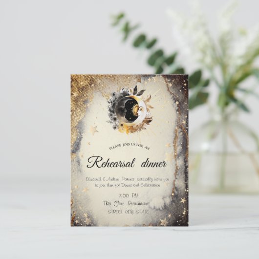 Celestial Gouden Sterren Moons Donker Kaart (Staand voorkant)