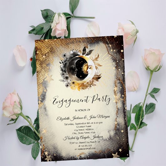 Celestial Gouden Sterren Moons Donker Kaart