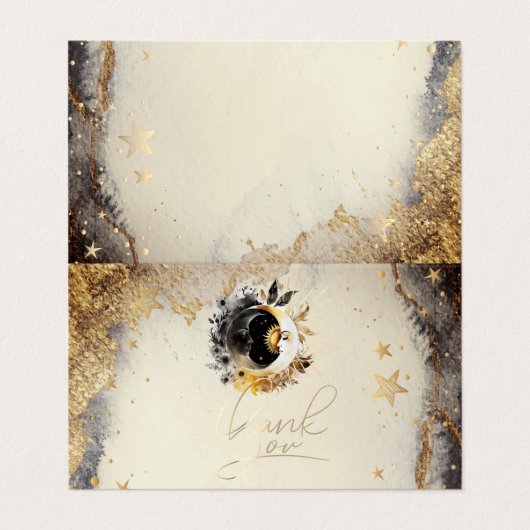 Celestial Gouden Sterren Moons Donker Visitekaartje (Buitenkant ongevouwen)