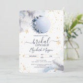 Celestial gouden zon, blauwe maan, sterren bruids  kaart (Staand voorkant)