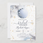 Celestial gouden zon, blauwe maan, sterren bruids  kaart (Voorkant)