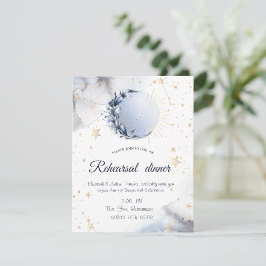 Celestial gouden zon, blauwe maan, sterren kaart (Staand voorkant)