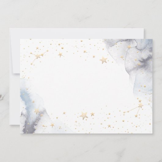 Celestial gouden zon, blauwe maan, sterren save the date (Achterkant)