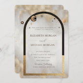 Celestial gouden zon en maan Galaxy bruiloft Kaart (Voorkant / Achterkant)