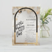 Celestial Gouden Zon en Maan Galaxy Sterren Bruilo Kaart (Staand voorkant)