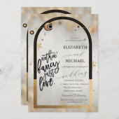 Celestial Gouden Zon en Maan Galaxy Sterren Bruilo Kaart (Voorkant / Achterkant)